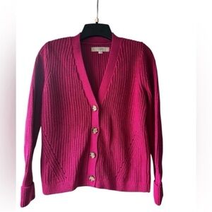 LOFT Women's Vibrant Pink Cardigan Sweater